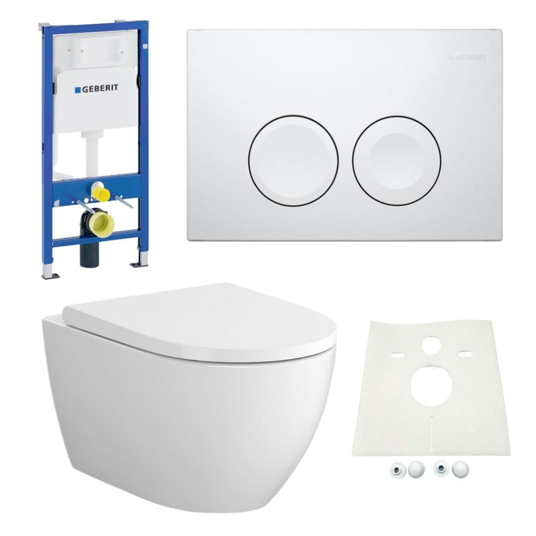 HGMBAD Set Vorwandelement + Bartolo WC + Drückerplatte + WC-Sitz Delta21 Star