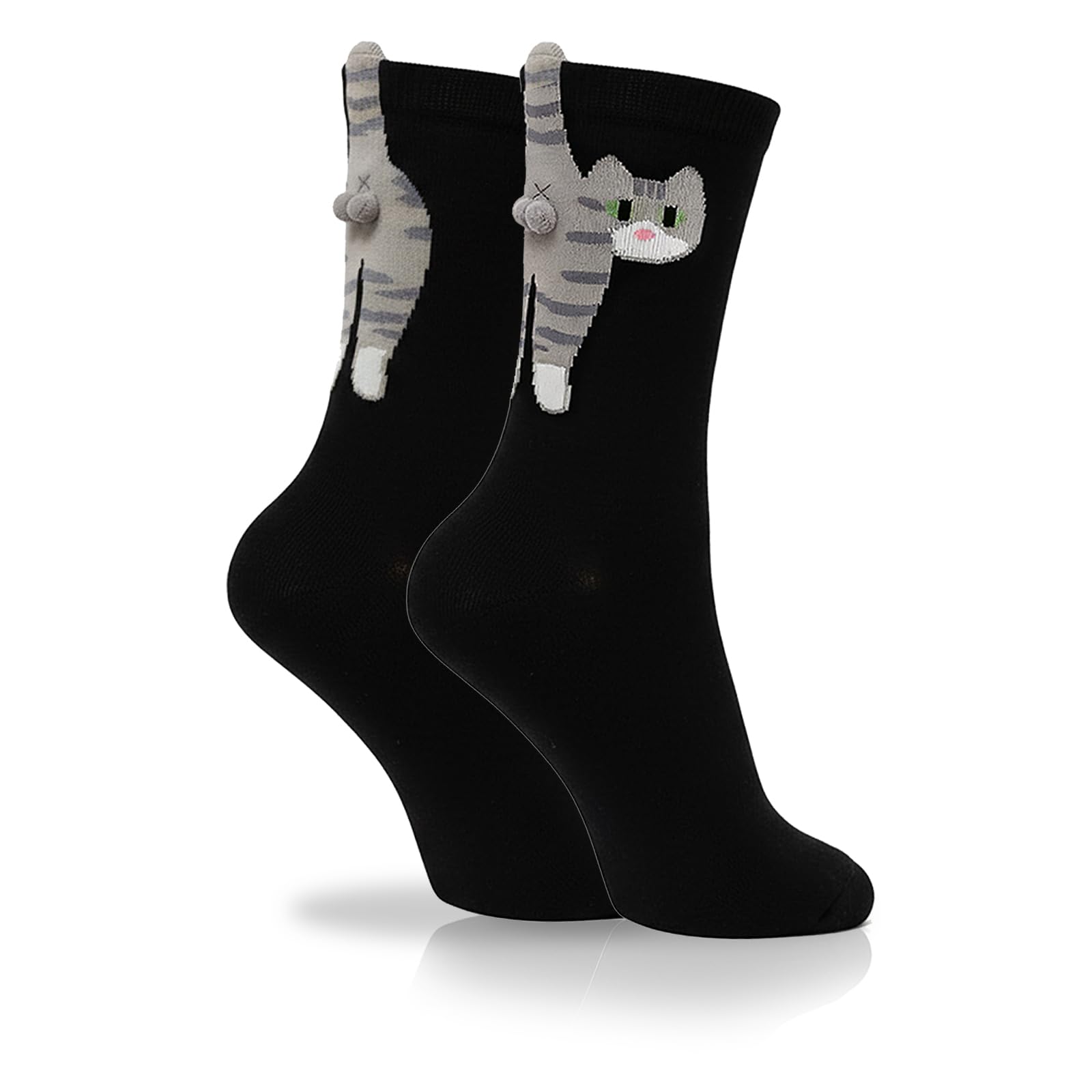 Cute cat balls socks, novelty fun animal socks cute fun white elephant gift for cat lovers