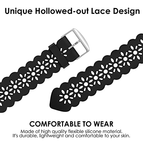 Bandiction 4 Pack Lace Silicone Bands Compatible With Apple Watch Band 38Mm 40Mm 41Mm 42Mm 44Mm 45Mm 49Mm, Women Slim Thin Hollow-Out Iwatch Sport Wristband For Iwatch Series Se 8 7 6 5 4 3 2 1 #TOP3