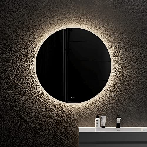 Bluhouzz Round Led Bathroom Mirror With Lights, 32 Inch Anti-Fog Front And Backlit Mirror For Bathroom, 3 Colors Dimmable Bathroom Led Mirror, Wall Mount Lighted Mirror Espejos Para Baños #TOP3