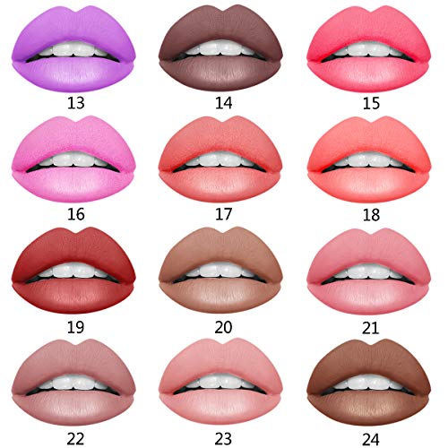 Ownest 24 Colors Matte Velvety Liquid Lipstick Set,Waterproof Long Lasting Non-Stick Cup Liquid Lipgloss Beauty Cosmetics Makeup Kit #TOP2
