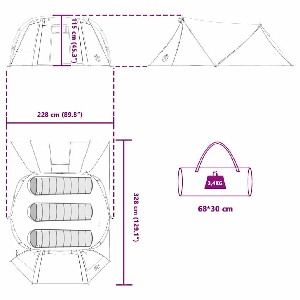 Tente tunnel pour personnes, polyester 185T avec revêtement PU, imperméable et coupe-vent, protection UV, respirante, légère, camping, randonnée, extérieur, festival, voyage, pluie, vert et