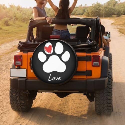 Image of Delerain Dog Footprint Paw Print Spare Tire Covers for RV Trailer SUV Truck and Many Vehicle, Wheel Covers Sun Protector Waterproof (16 Inch for Diameter 29 inch-31 inch)