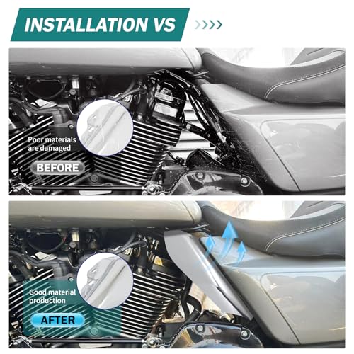 rewmtermoto Motorcycle Mid Frame Air Deflectors Heat Shield Fit for Harley Touring Road Glide Electra Glide Road King Street Glide 2024-up (Chrome) - Thumbnail 4