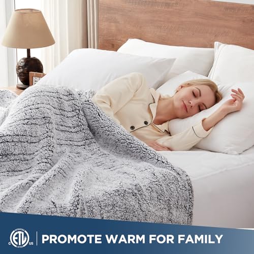 Westinghouse Electric Blanket Twin Size, Soft Plush Sherpa Heated Blanket with 10 Heating Levels & 1-12 Hours Auto-Off, Machine Washable, 62x84 inches, Charcoal by Westinghouse - Image 3