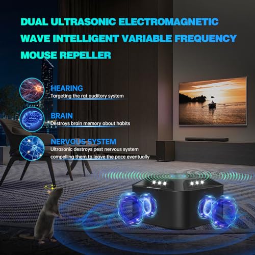 Mäuseabwehr Ultraschall Mäusevertreiber 360° Mäuseschreck Frequenz Regelbar Mäuse Abwehr Steckbar Schädlingsabwehr Rattenabwehr Innen Rattenabschreckung mit LED Stroboskoplicht Nagetierbekämpfung