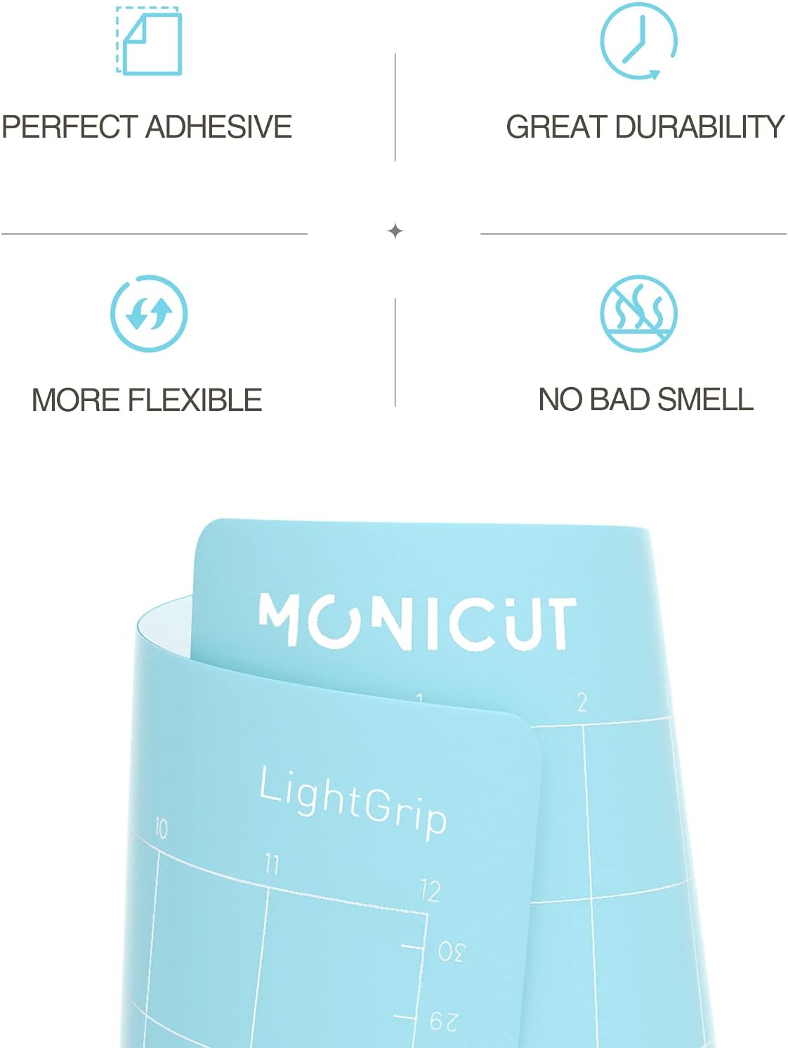 Monicut 12x12 Lightgrip Cutting Mat for Maker 3/Maker/Explore 3/Air 2/Air/One, 3 Pcs Non-Slip Flexible Blue Cutting Mats for Crafts, Quilting, Sewing and all Arts