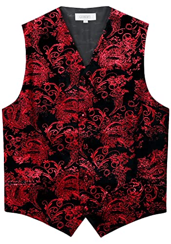Gioberti Men's Formal 4pc Paisley Vest Necktie Bowtie and Pocket Square3