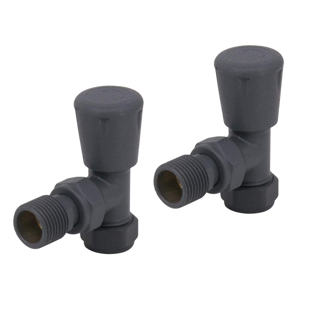 Nrg Anthracite Modern Angled Manual Valve 15Mm Angled Heated Towel Rail Radiator Valves