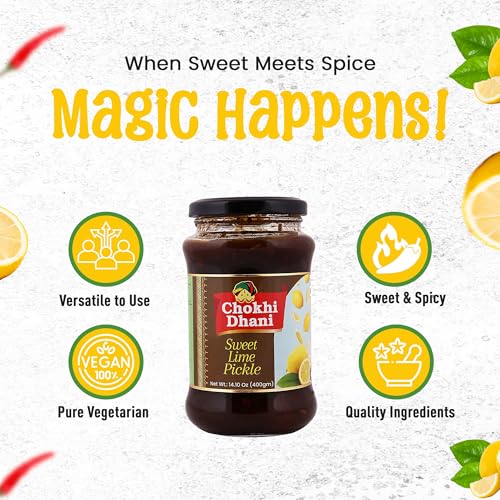 Image of Chokhi Dhani Sweet Lime Pickle (Pack of 2, 600g) | Khatta Meetha Nimbu Achar | Sweet & Sour Lemon Pickle | Oil-Free | No Artificial Flavours | Traditional Indian Pickle