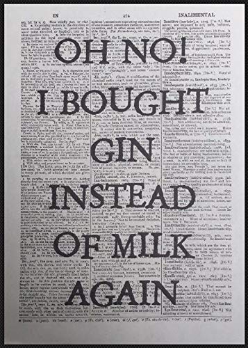 Parksmoonprints Gin & Tonic Quote Print Vintage Dictionary PageArt Picture Alcohol Bar Funny