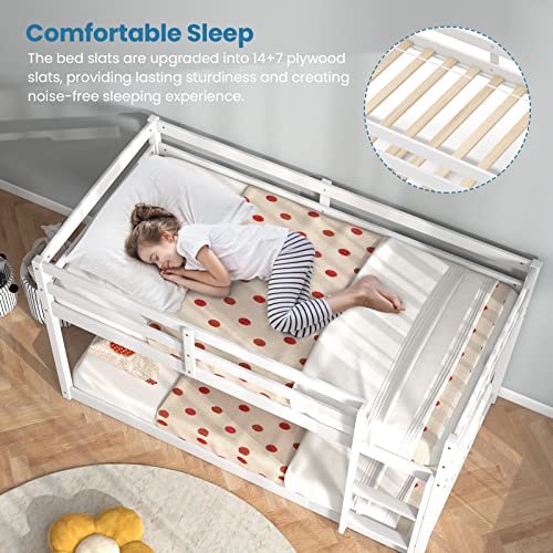 KOMFOTT Solid Wood Low Bunk Bed