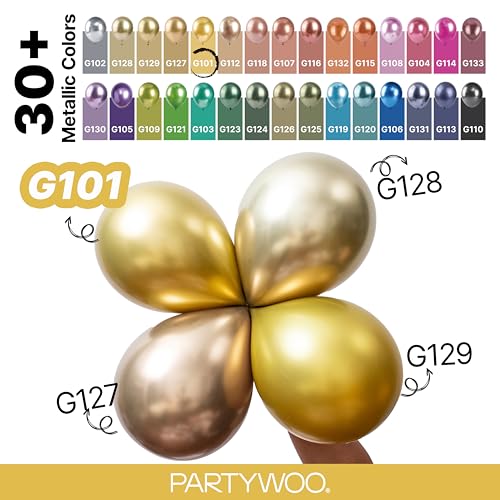 Image of PartyWoo Gold Balloons 130pcs Different Sizes of 18 12 10 5 Inch Gold Balloon Arch Kit Garland for Birthday Wedding Anniversary Baby Shower Graduation Retirement Casino Party Decorations Gold-G101