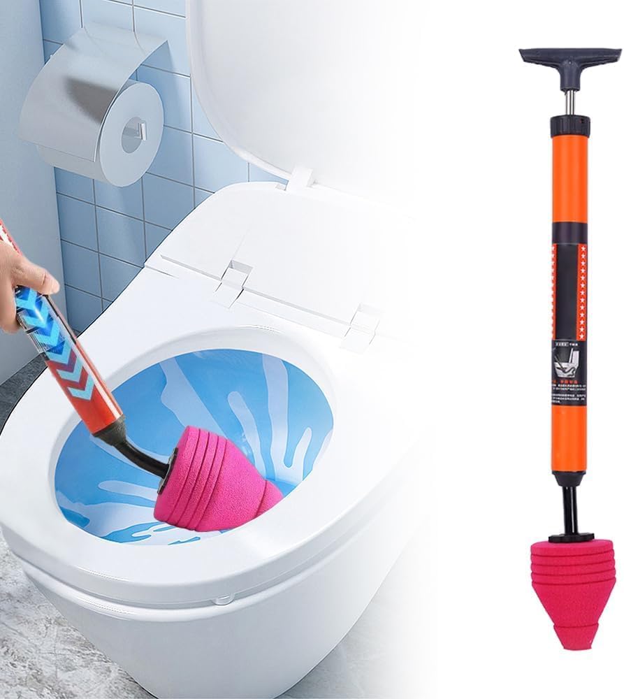 High Pressure Air Drain Blaster Plunger, 2026 Upgrade Toilet Auger Clog Remover Tool, Drain Clog Remover for Toilets, Bathrooms, Floor Drain (1PCS)