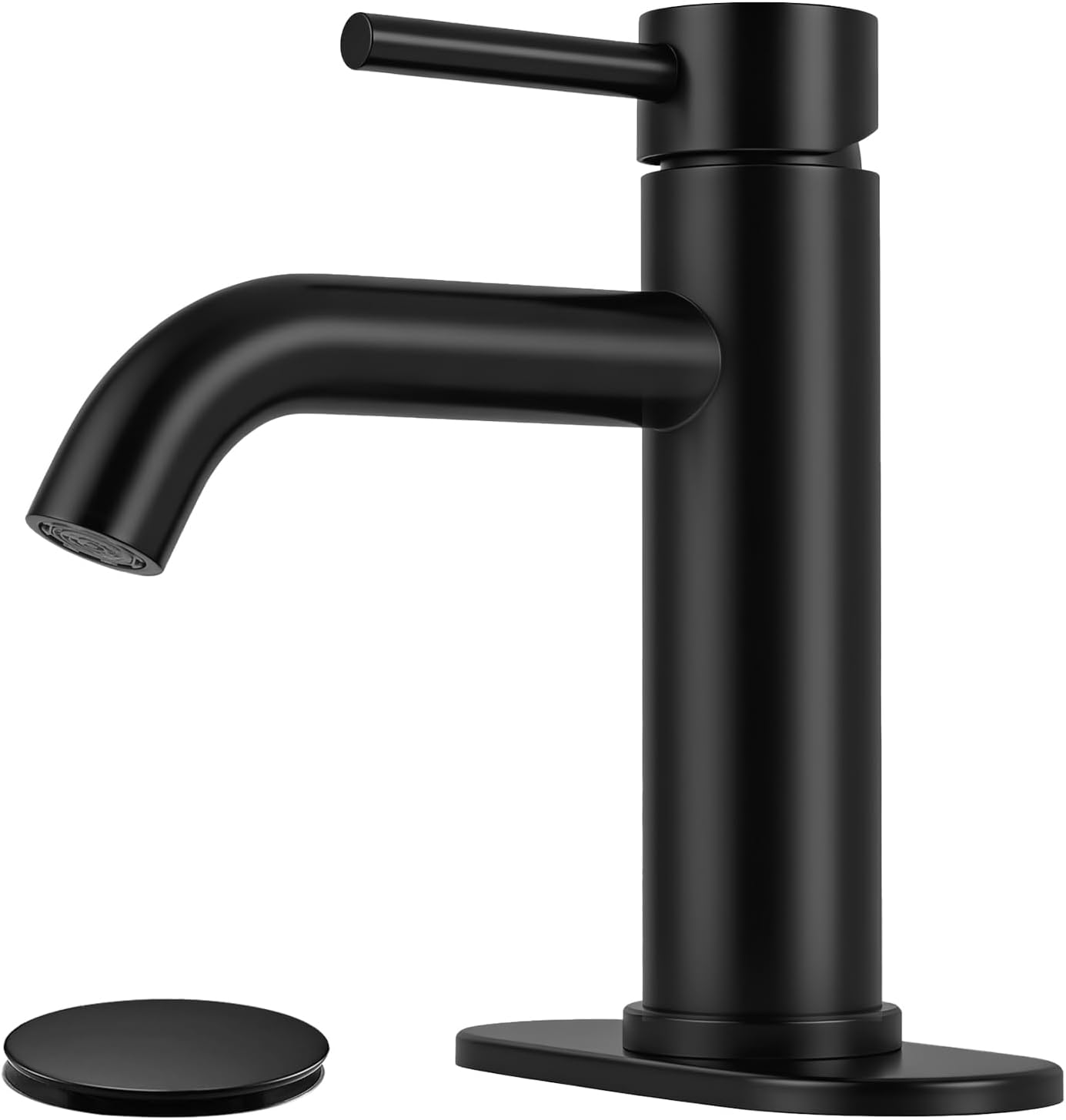 Bathroom Faucets Matte Black Bathroom Sink Faucet Modern Single Handle Bathroom Faucet for 1 or 3 Hole Mxier Tap Washbasin Faucet with Deck, Pop-up Drain and Supply Hoses