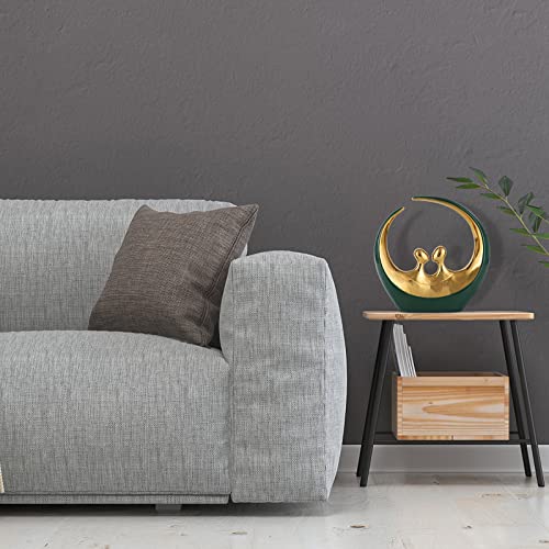 Xiyouqi Creative Ceramic Couple Figurine, Abstract Art Couple Statues And Sculptures, Dark Green And Gold Modern Ceramic Decoration Sculpture Home Ornaments For Wedding Gifts Engagement Anniversary #TOP5