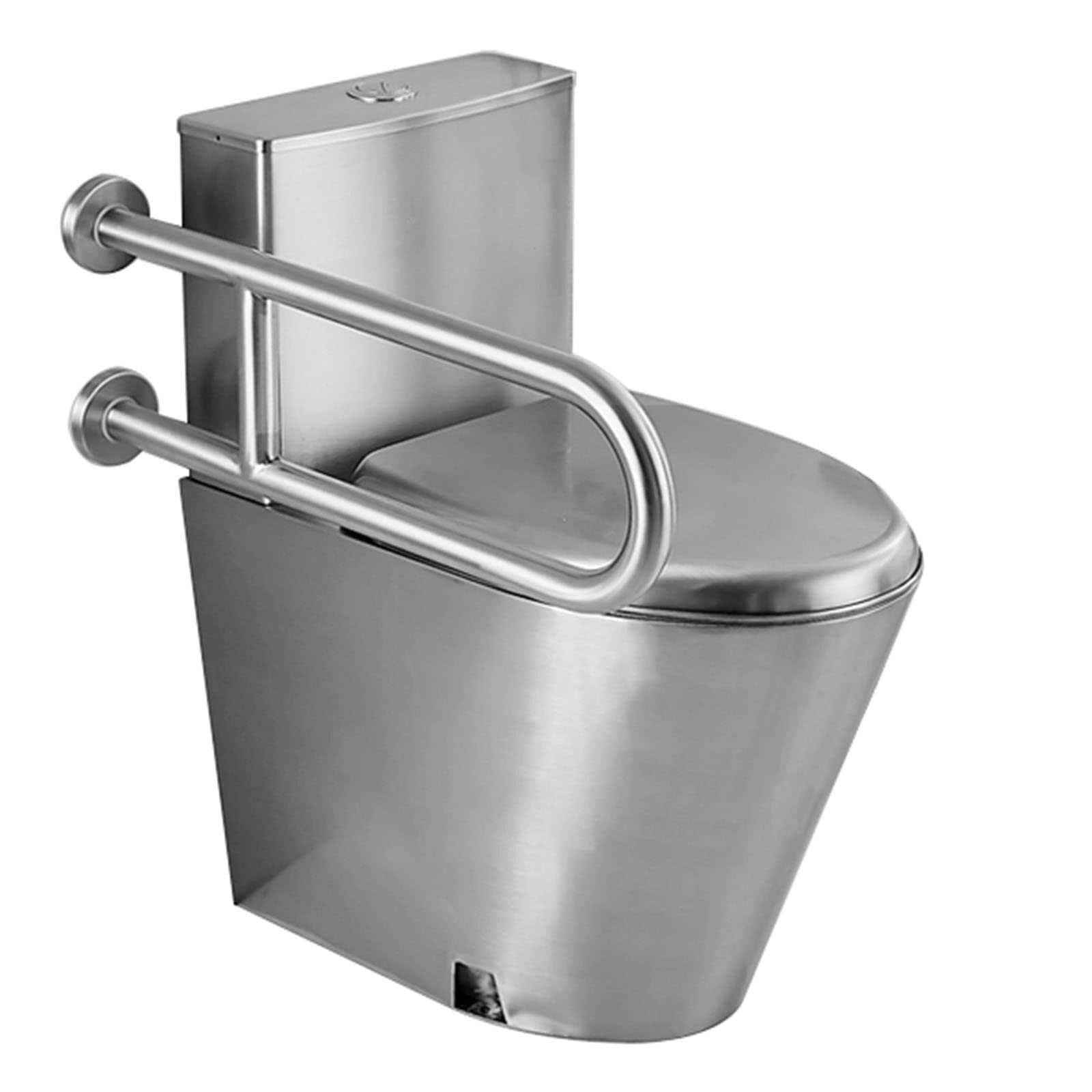 Toilettes commerciales en acier inoxydable haute efficacité F design monobloc avec abattant à fermeture douce Hauteur et économie d'eau Siphon de sol (drainage du sol de type B)