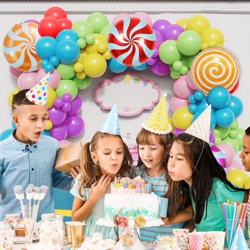 Image of Party Propz Metallic Balloons for Decoration - Pack of 85 Pcs Happy Birthday Balloons | Helium Balloons for Kids | Candy Theme Birthday Decoration | Foil Balloons
