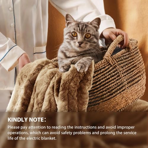 Image of Homemate Electric Heated Heating Blanket King Size 100 inchx90 inch Dual Control | ETL Certified 2 /4 /6 /8H Auto-Off 10 Heat Level Overheat Protection Machine Washable FauxFur Sherpa,Cold Room Cold Sleeper Gift