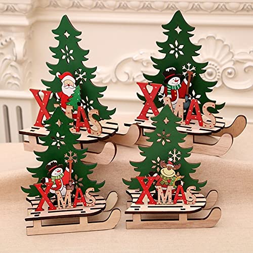 Décoration De Table De Noël - 27 Pièces Miniatures Dont Train En Bois, Guirlande LED, Sapins, Père Noël - Set Créatif Pour Centre De Table Ou Terrarium - 7