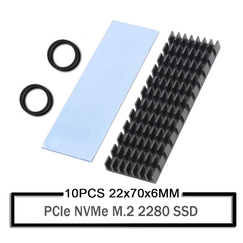 10 Set M.2 NGFF NVMe 2280 PCIE SSD Dissipatore di Calore in Alluminio con Pad Termico