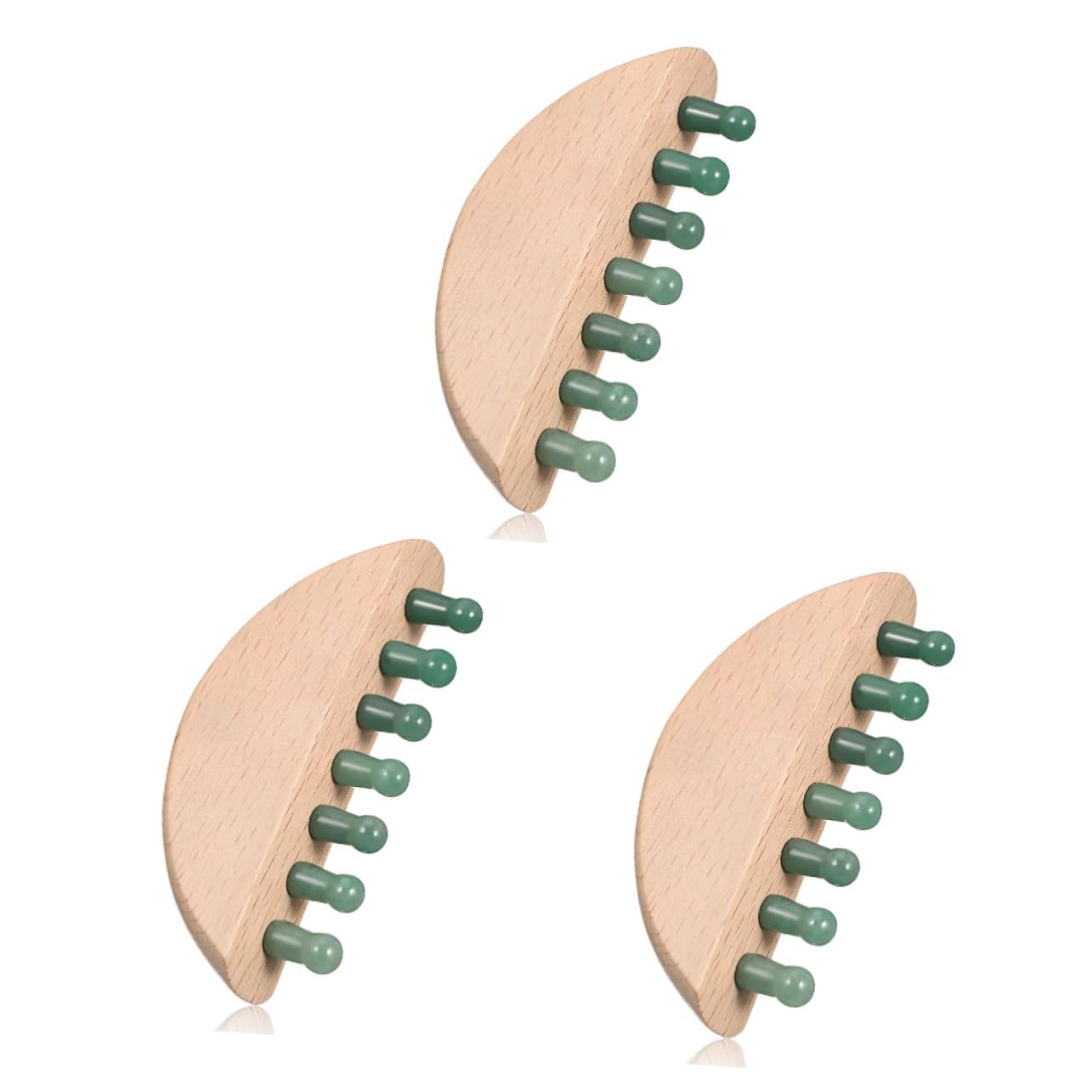 Beaupretty 3 Pièces Outil de massage de la tête scalp massage abaisseur de outils masseur de cuir chevelu peigne de en jade Cheveu de/marteau de molette