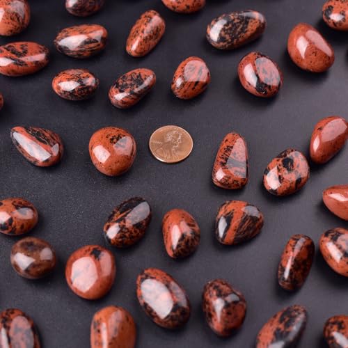 Image of Mahogany Obsidian Healing Crystal Stone Set - 24 Pieces, 0.6 inch Natural & Polished Stones for Healing, Meditation, Reiki, Chakra, Crafting & Decoration