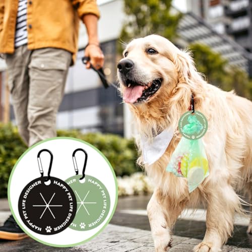 KEQAR 2 Pcs Hundekotbeutelhalter, Kotbeutelhalter mit Karabiner, Freihand-Kotbeutelhalter für Leine, Kotbeutelspender für Hundespaziergänge, Grün Schwarz
