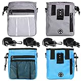 STMK 2 Pack Dog Treat Pouch, Dog Training Treat Pouch with Waist Shoulder Strap, 3 Ways to Wear, Easily Carries Toys, Kibble, Treats for Dog Walking, Dog Training, Puppy Training (Grey and Blue)