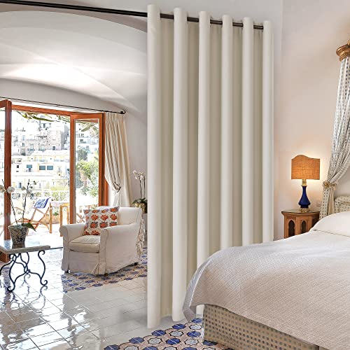 Image of DWCN Room Divider Curtain Total Privacy Thermal Blackout Curtain for Patio Door, Living Room, Bedroom Partition and Shared Office Space, 1 Grommet Curtain Panel, 8.3ft Wide x 7ft Tall, Light Beige