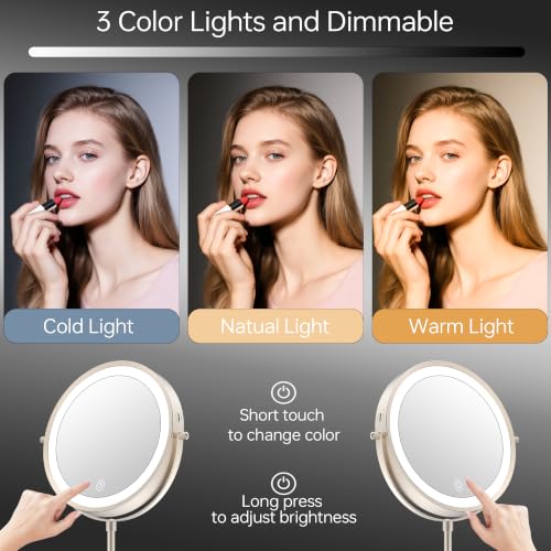 Image of 7 inch Lighted Makeup Mirror with Lights and 1X 7X Magnification,Brushed Nickel