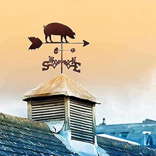 Massagers Stainless Steel Weathervane Pig Weather Vane,Decorative Wind Direction Indicator,Retro Durable Farm Scene Garden Stake Wind Vane,For Outdoor Measuring Tool #TOP1