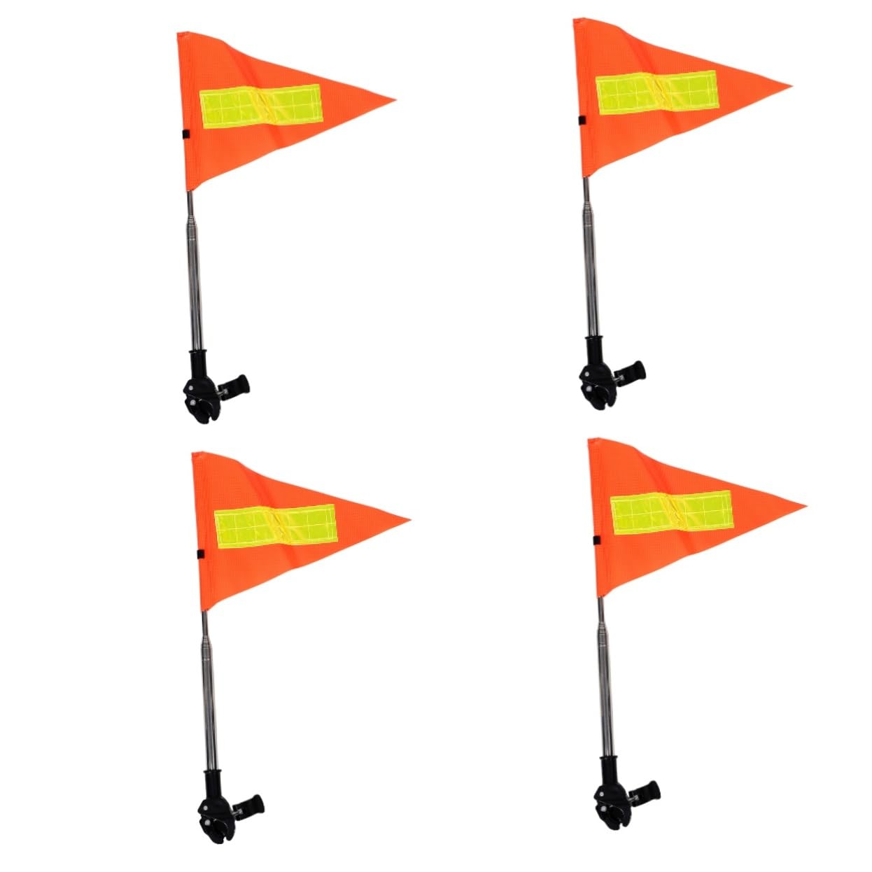 JECOMPRIS 4pcs Golf Cart Reflective Safety Flag Adjustable Telescopic Pole for Golf Cart and Wheelchair Use Orange Flag for Enhanced Visibility