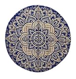 Indian Round Mandala Tablecloth Bohemian , Sunproof Blue Round Beach Throw Tapestry Hippy Boho Gypsy