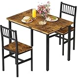 3 Piece Dining Table Set for 2, Small Wooden...