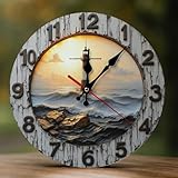 Utilisation polyvalente : convient pour les horloges murales vintage à impression 2D de phare bleu pour la décoration du salon, des horloges de cuisine décoratives et des horloges pour la salle de bain. Fonctionne comme horloges d'extérieur étanches sous les zones couvertes, idéales pour les horloges extérieures pour les terrasses, les horloges de piscine extérieures ou les murs de jardin