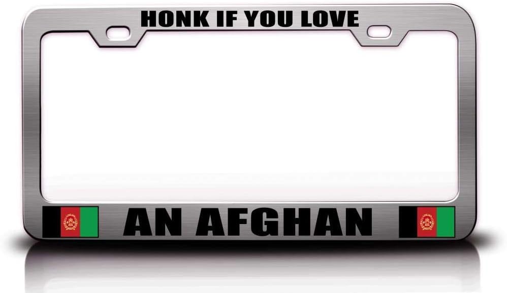 HONK IF You Love an Afghan Country Flag Metal Car SUV Truck License Plate Frame Ch b39