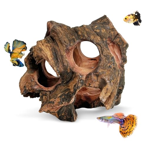 Image of PINVNBY Betta Fish Cave Natural Wood Betta Fish Hideout for Aquarium Fish Tank Decorations Hideout Betta Fish Accessories Habitat Shelter for Crayfish Shrimp and Other Aquatic Pets