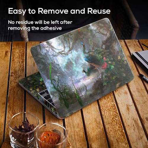 Image of Galaxsia Peacock Painting Full Body Vinyl Laptop Skin /Sticker /Cover Upto 15.6 Inches Laptops Laminated-Removable-HD Quality Compatible for Hp-Dell-Sony-Lenovo-Asus etc.(15x10 Inches)