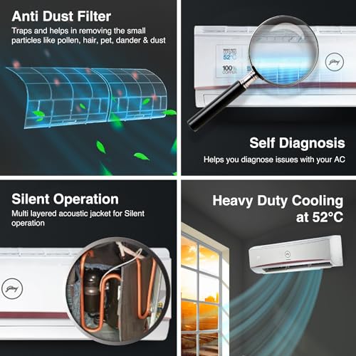 Image of Godrej 2 Ton 3 Star, 4-Way Air Swing, Fixed Speed Split AC (Copper, Anti-Dust Filter, AC 2T SFC 24LTC3-WWR, White)