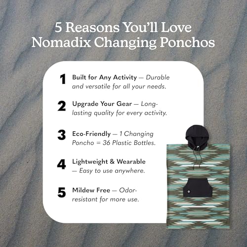 Nomadix Changing Poncho - M/L - Quick Dry & Absorbent Hooded Surf & Swim Poncho - Sewn Sides for Private Changing - Front Pocket Storage - Made from Post-Consumer Recycled Materials - Jackson Green2