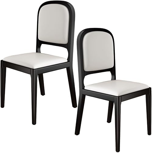 Miniatura 28 de YVYKFZD Sillas de comedor de madera maciza, juego de sillas de cocina sin brazos, silla de comedor tapizada de cuero, silla de sala de estar Caqui