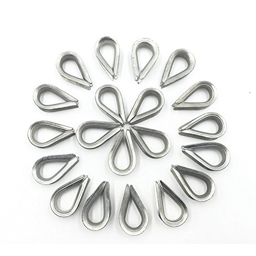 Vafon M6 Galvanized Steel 1/4" Diameter Wire Rope Cable 6mm Thimbles Rigging 20PCS