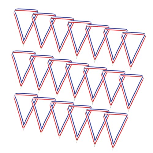 ELAYARD 25個 赤白青三角フック付メダルリボン スナップクリップ搭載で簡単着脱 スポーツ大会 表彰式 学校イベント用賞リボン