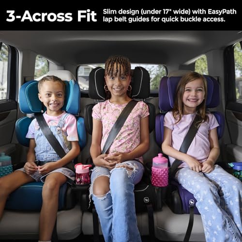 Image of Diono Connect3 RXT 2-in-1 High Back Booster, Slim Fit 3-Across in Many Mid-Sized Sedans and SUVs, for Children from 40-120 lbs., Lightweight with Latch, Purple Wildberry