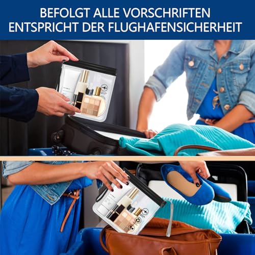 Lot de 2 sacs de toilette transparents homologués - 20 x 20 cm - Avec poignée - Gadgets d'avion - Accessoires de voyage – Image 6