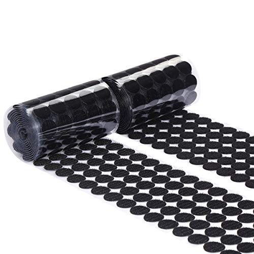 MYUREN 250 Paar Klettpunkte Selbstklebend 25mm, Self Adhesive Klett Klebepunkte, Rund Doppelseitig Klebende Klettverschluss für Schulprojekte, Büroorganisation und Kinderhandwerk (Schwarz)