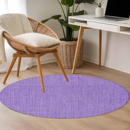 Tapete redondo pequeño 3 pies lavanda antideslizante lavable miniatura 5