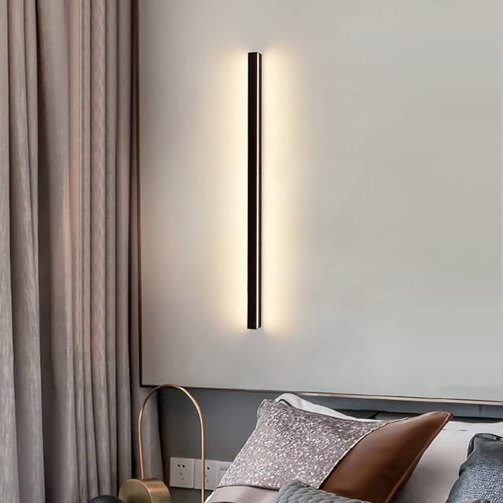 Ciepłe światło długa taśma lampa ścienna LED, nowoczesna minimalistyczna lampa ścienna, różne rozmiary nordyckiego akrylu, odpowiednia do sypialni salonu korytarza ganku (80 cm)