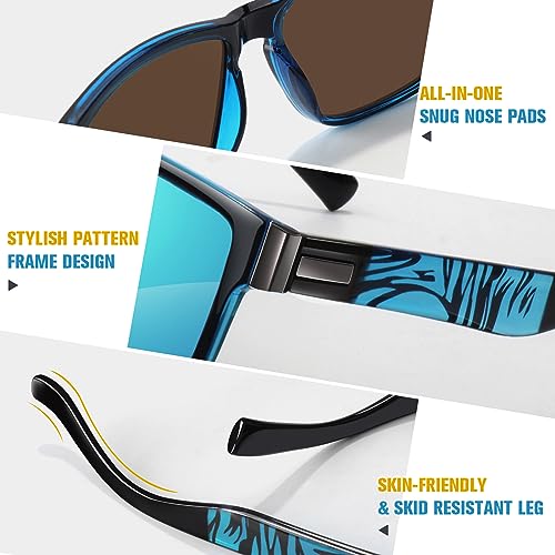 LINVO Polarised Sunglasses for Men Women Driving Sun Glasses 100% UV Protection Square Shades - Image 5